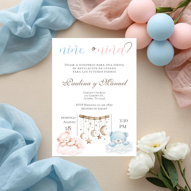 Convite Gender Reveal Invitation Spanish (Criador carregado)