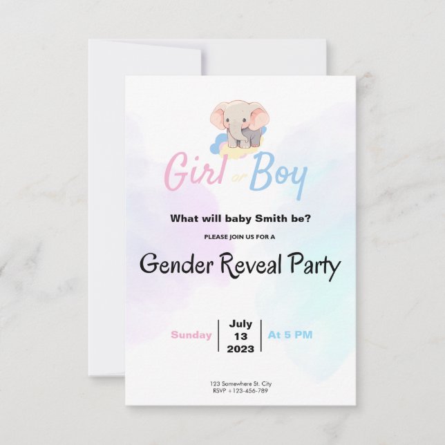 Convite Gender Reveal Party & Baby Shower Invitation (Frente)