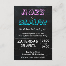 Convite Gender Reveal Party | Roze of Blauw | uitnodiging