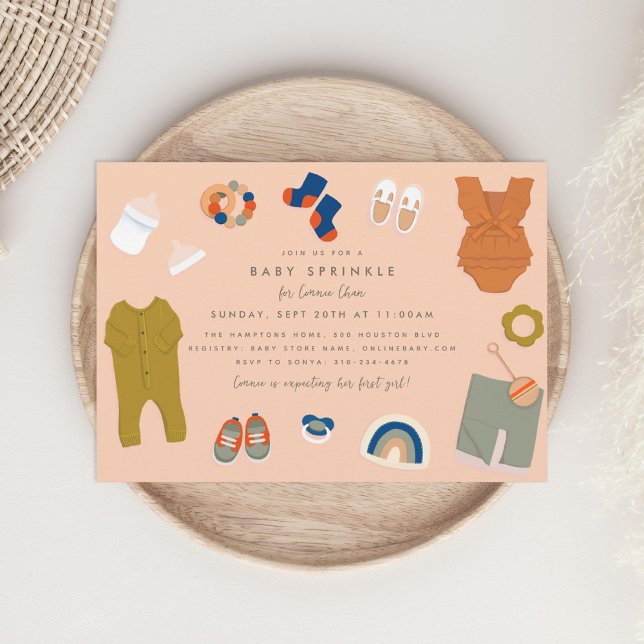 Convite Gênero Bebês Neutro Oferta Chá de borrifagem de be (Criador carregado)