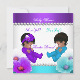 Convite Gênero Étnico Revelar Chá de fraldas Roxo Azul Rap