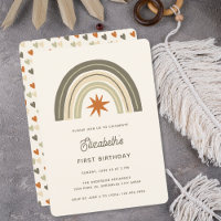 Gênero Pastel Boho Rainbow Primeiro Aniversário Ne
