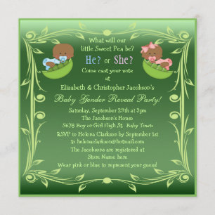 Convite Gênero revela bebês afro-americanos em pods de erv