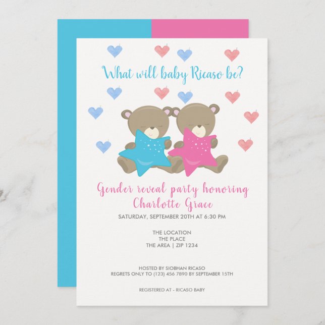 Convite Gênero Revela O Que O Bebê Será Chá de fraldas (Frente/Verso)