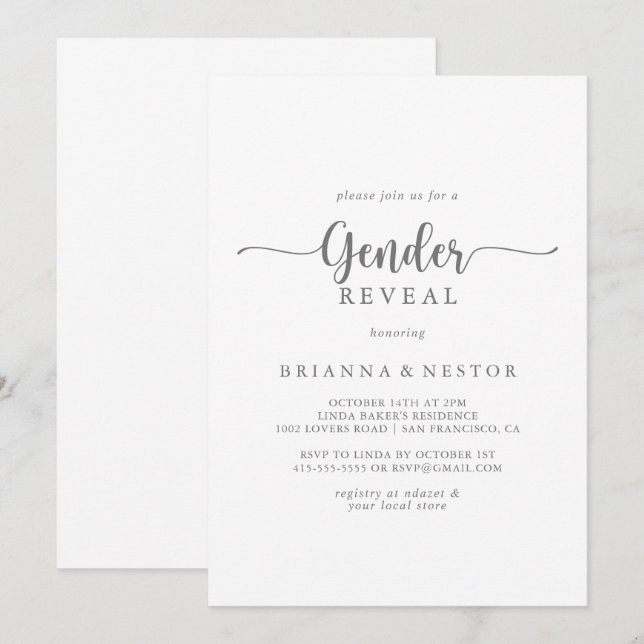 Convite Gênero Revela Partido da Caligrafia Minimalista (Frente/Verso)