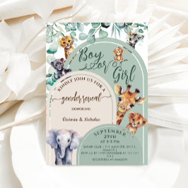 Convite Gênero Revela Selva Safari Animais Greenerados