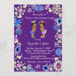 Convite Gênero Revelar Chá de fraldas, úmido, roxo