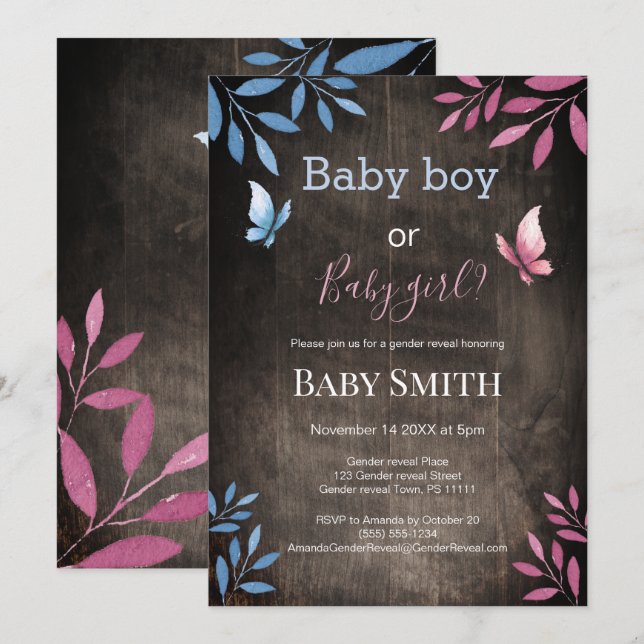 Convite Gênero russo revela aquarela floral (Frente/Verso)