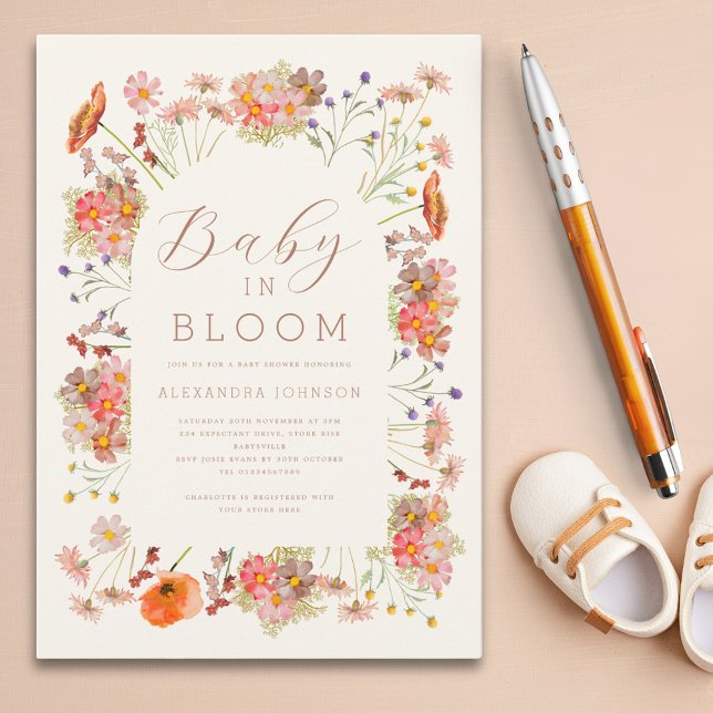 Convite Gênero selvagem Chá de fraldas neutro de queda (Baby in bloom gender neutral fall baby shower)
