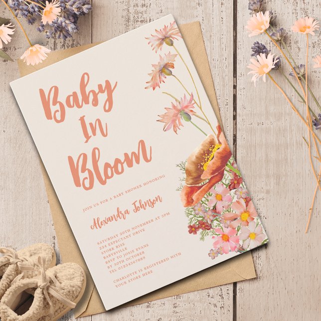Convite Gênero selvagem Chá de fraldas neutro de queda (Wildflower baby in bloom fall gender neutral baby shower)