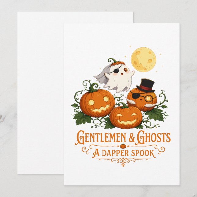 Convite Gentlemen & Fantasmas Halloween (Frente/Verso)