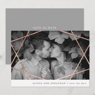 Convite Geo Casamento   Falso Cobre com Foto Salve a Data