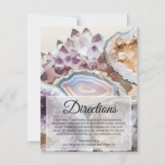 Convite Geode Crystal Wedding Directions Insert Card