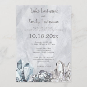 Convite Geodo & Pedras Preciosas em Casamento com Aquarela