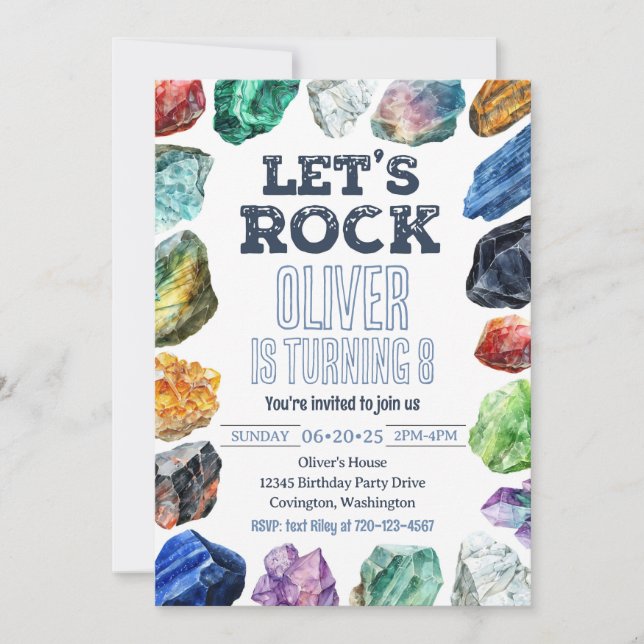 Convite Geológico de Aniversário, Convite para Min (Frente)