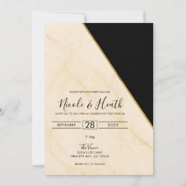 Convite Geometria Dourada Luxo Marmore Ivory e Dourado Con