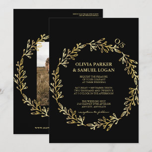 Convite Geometria Floral,Código QR,Casamento Fotográfico M