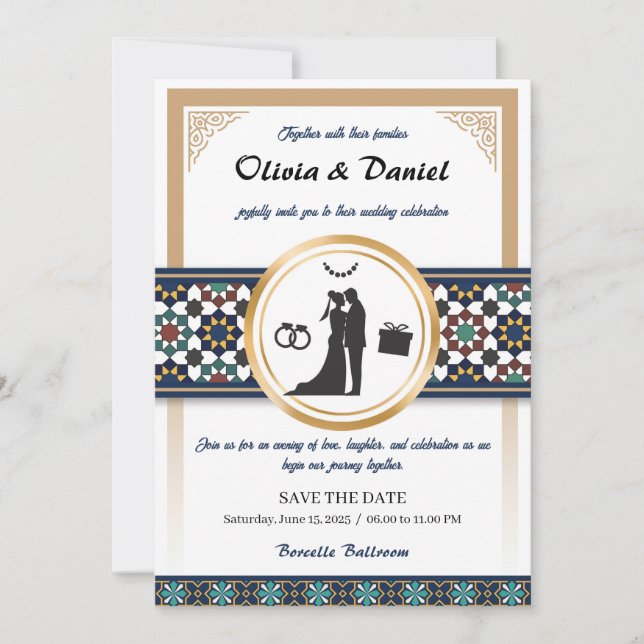 Convite Geometric Bliss Wedding Invitation (Frente)