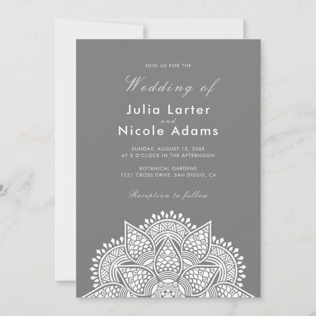 Convite Geometric Glittering Metallic Luxury Wedding (Frente)