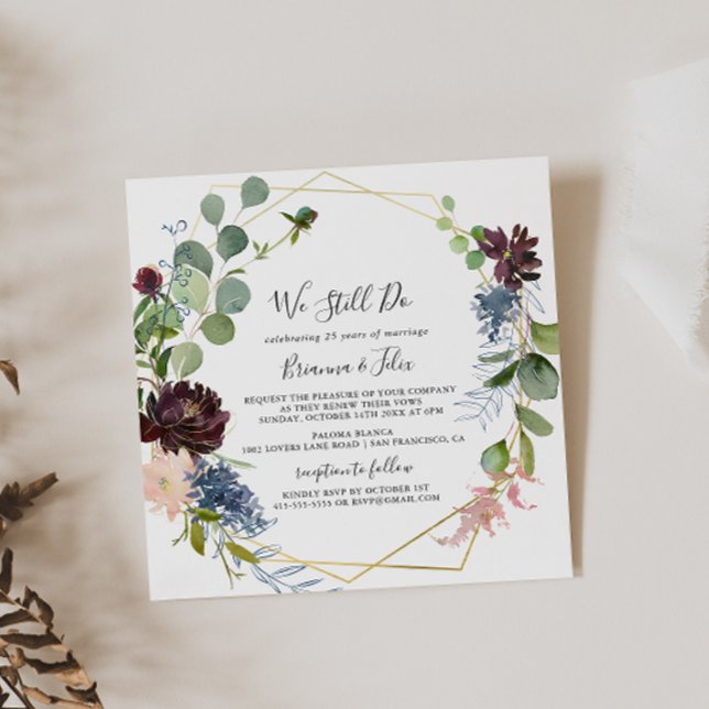 Convite Geométrica Dourada Burgundy Ainda Fazemos Renovaçã (Criador carregado)