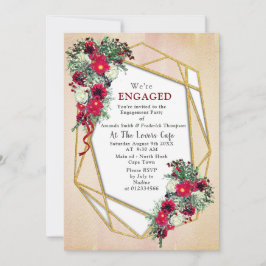 Convite Geométrico - Buquês Dourados da Borgonha Glitter