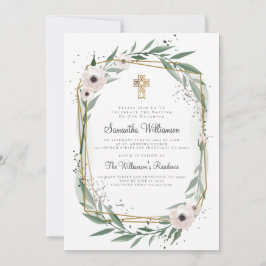 Convite Geométrico Cruzado Floral Moderno