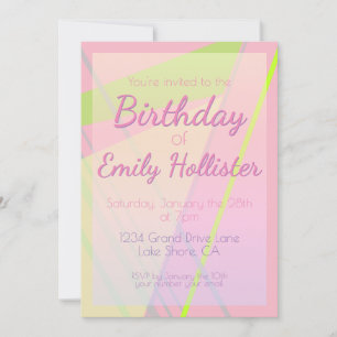 Convite Geométrico de Aniversário Rosa e Verde l