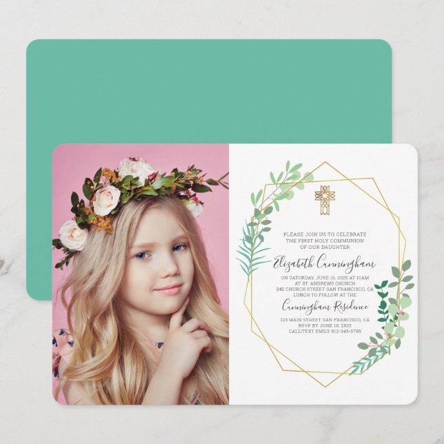 Convite Geométrico de Fotografia Cruzada (Frente/Verso)