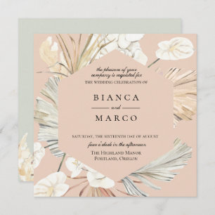 Convite geométrico do casamento do quadro da selva