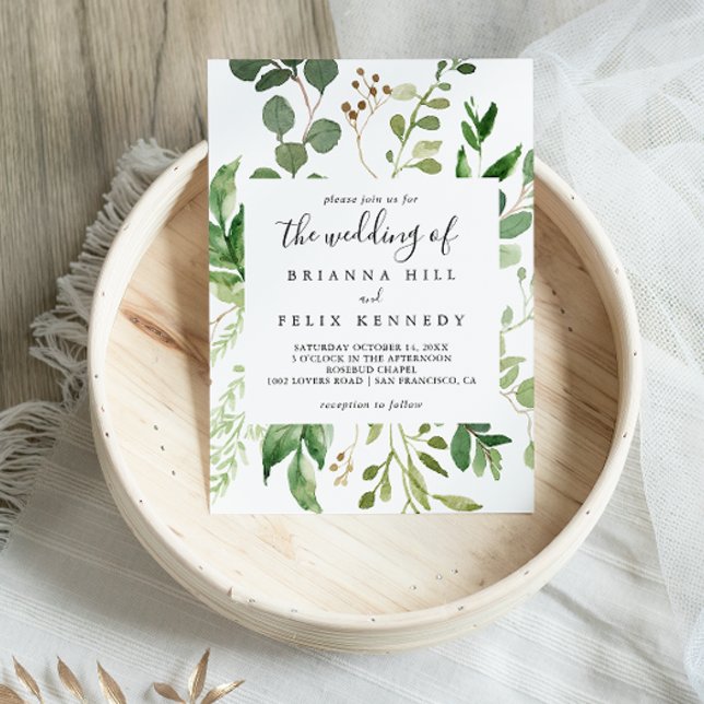 Convite Geométrico Eucalyptus Brown Floral O Casamento De (Criador carregado)