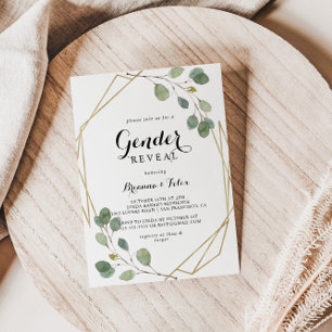 Convite Geométrico Eucalyptus - Partido Revelatório do Gên