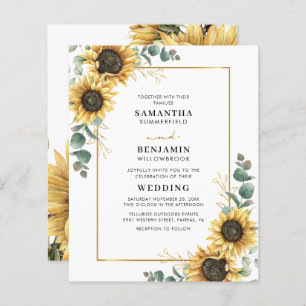 Convite Geométrico para Casamento de Girassol Euca