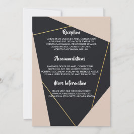 Convite Geométrico preto-rosa e dourado