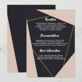 Convite Geométrico preto-rosa e dourado