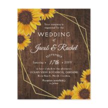 Convite Geométrico Rustic Sunflower Dourado