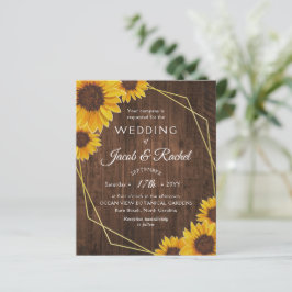 Convite Geométrico Rustic Sunflower Dourado