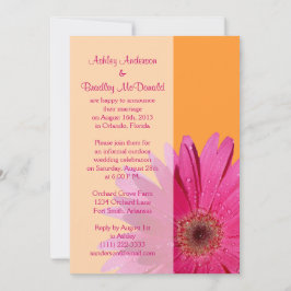 Convite Gerbera Laranja Rosa Apenas Recepção de Casamento