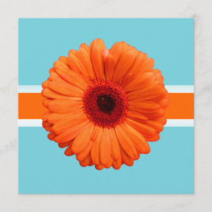 Convite Gerbera PixDezines laranja/cores de fundo diy