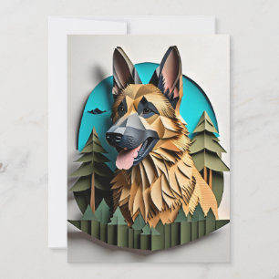 Convite German shepherd 3D Paper Art Design T-shirt