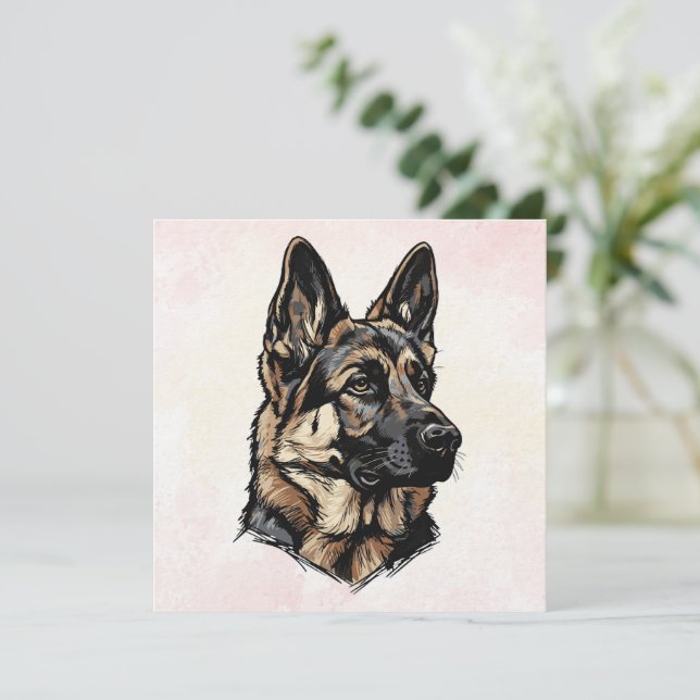 Convite German Shepherd Art (Em pé/Frente)