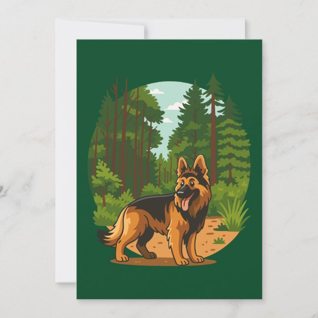 Convite German Shepherd Forest Adventure Dog  (Frente)