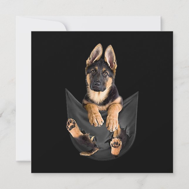 Convite german shepherd No Sopro De Cachorro Engraçado De  (Frente)