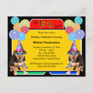 Convite German shepherd Puppy Birthday Barker