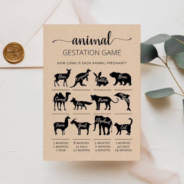Convite Gestação animal com placa de Chá de fraldas de res (Criador carregado)
