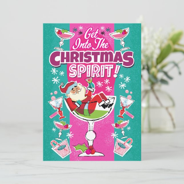 Convite Get Into The Christmas Spirit Cocktail Party  (Em pé/Frente)
