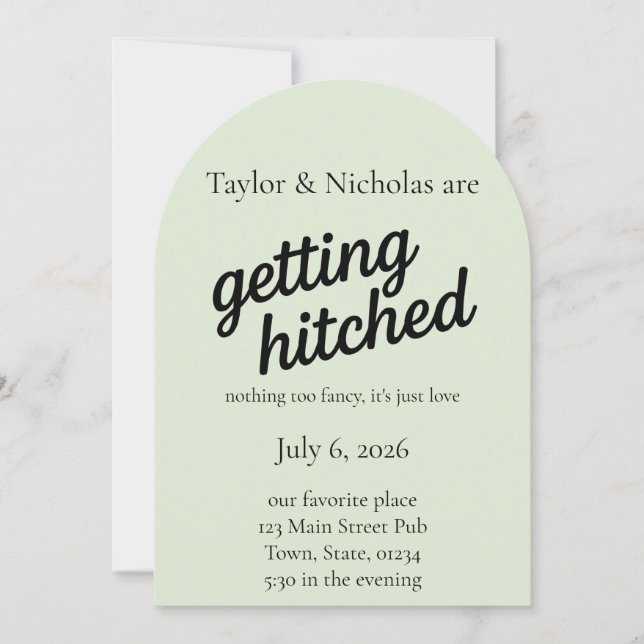 Convite "Getting Hitched" Wedding Elopement Invitation (Frente)