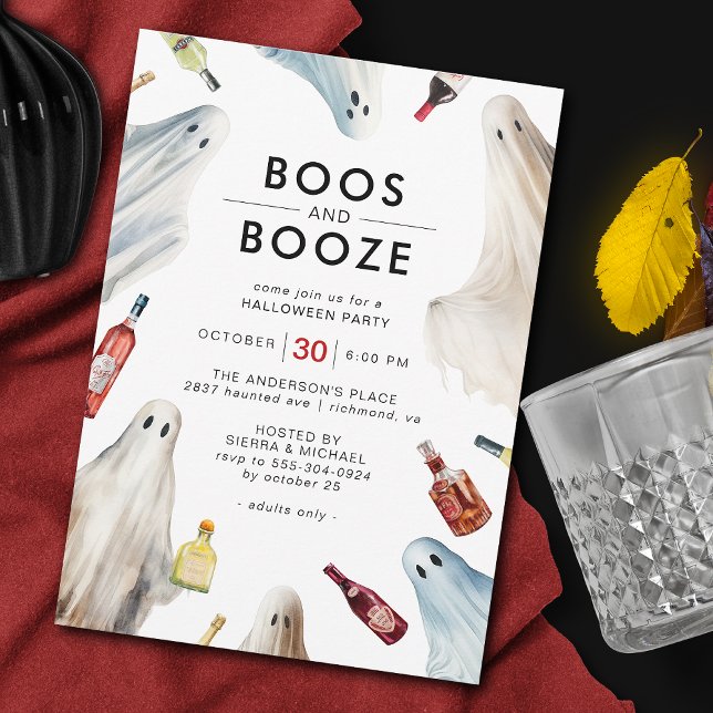 Convite Ghost Boos e Booze | Festa divertida de Dia das Br (Criador carregado)