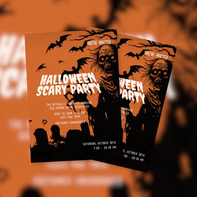 Convite Ghost e Bat Halloween Festa Assustadora (Criador carregado)