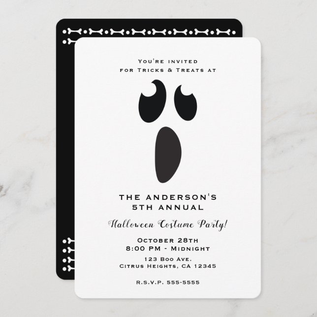 Convite Ghost Face Halloween Party Trick ou Trek Party (Frente/Verso)