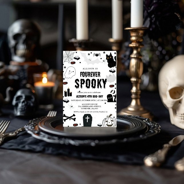 Convite Ghost Fouore Spooky Halloween 4ª festa de aniversá (Criador carregado)